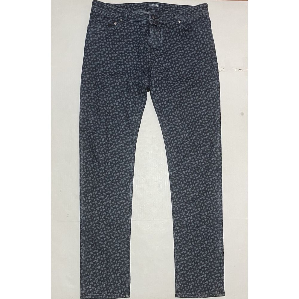VILEBREQUIN‎ Button Fly Trousers Italy Mens Size 36 X 36 Slim Straight AOP Navy